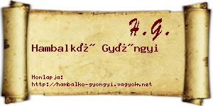 Hambalkó Gyöngyi névjegykártya