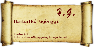 Hambalkó Gyöngyi névjegykártya